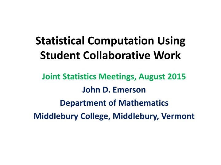 statistical computation using student n.w