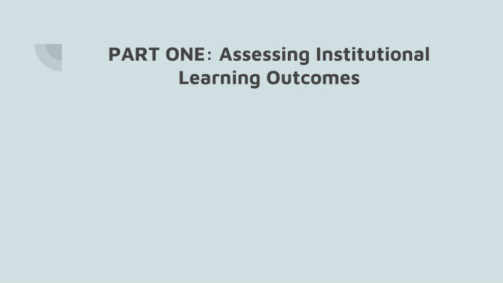 part one assessing institutional learning outcomes n.w