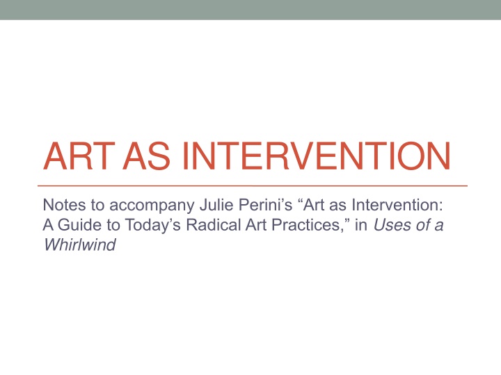 art as intervention n.w