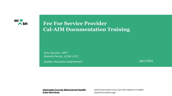 fee for service provider cal aim documentation n.w