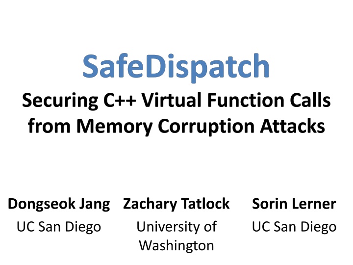 safedispatch securing c virtual function calls n.w