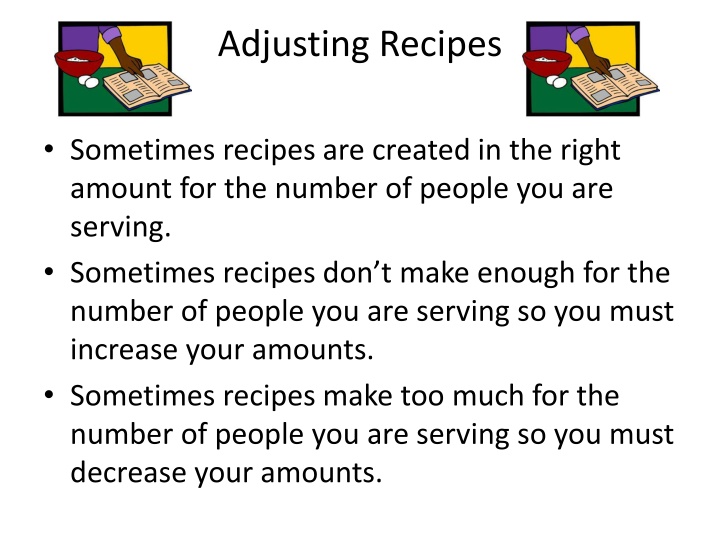 adjusting recipes n.w