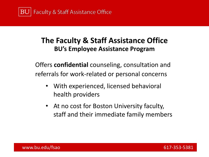 the faculty staff assistance office bu s employee n.w