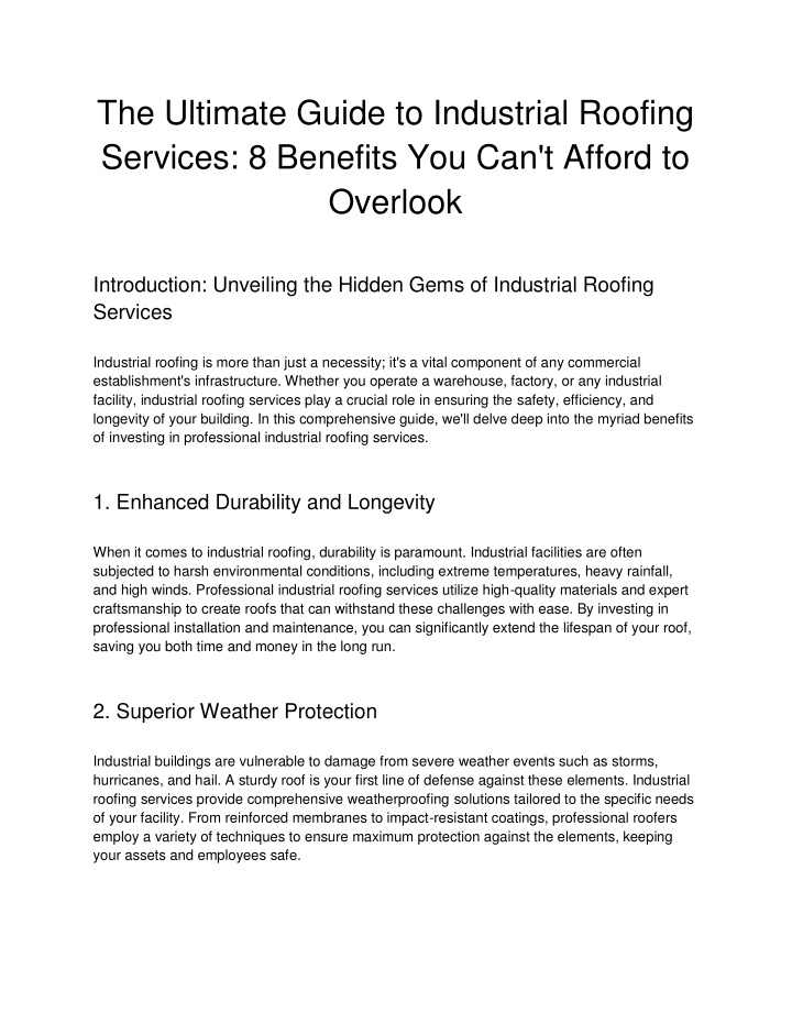 the ultimate guide to industrial roofing services n.w