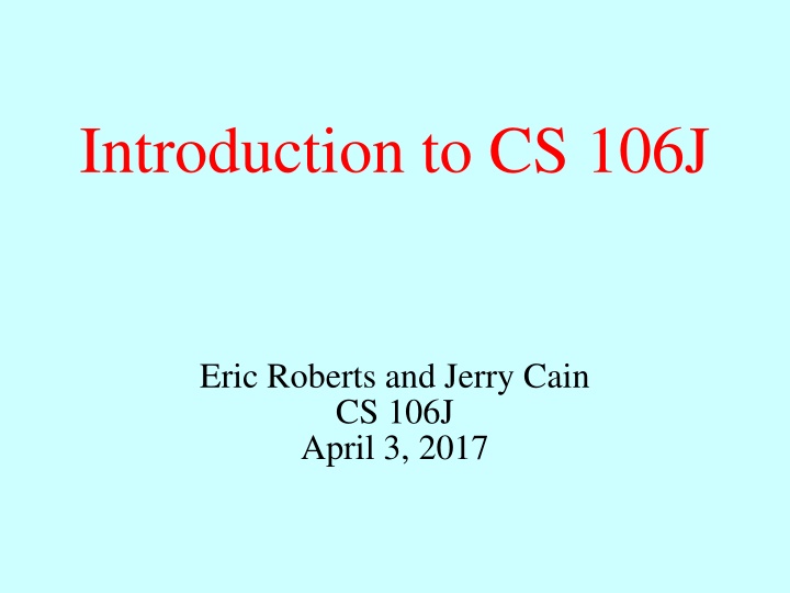 introduction to cs 106j n.w
