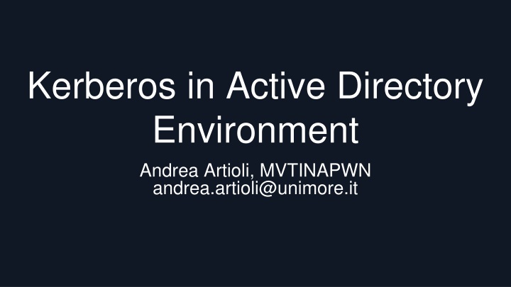 kerberos in active directory environment andrea n.w