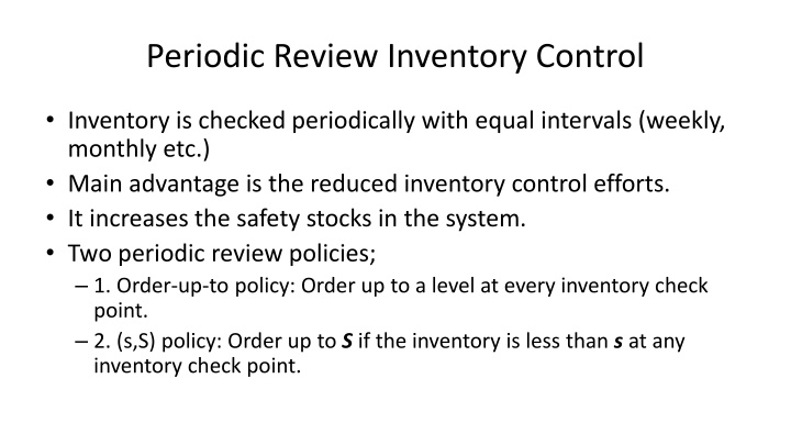 periodic review inventory control n.w