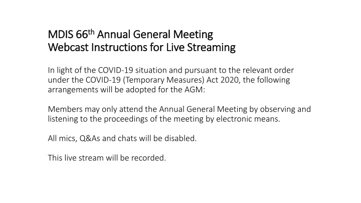 mdis 66 mdis 66 th th annual general meeting n.w