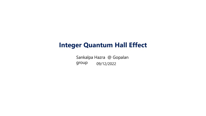integer quantum hall effect n.w