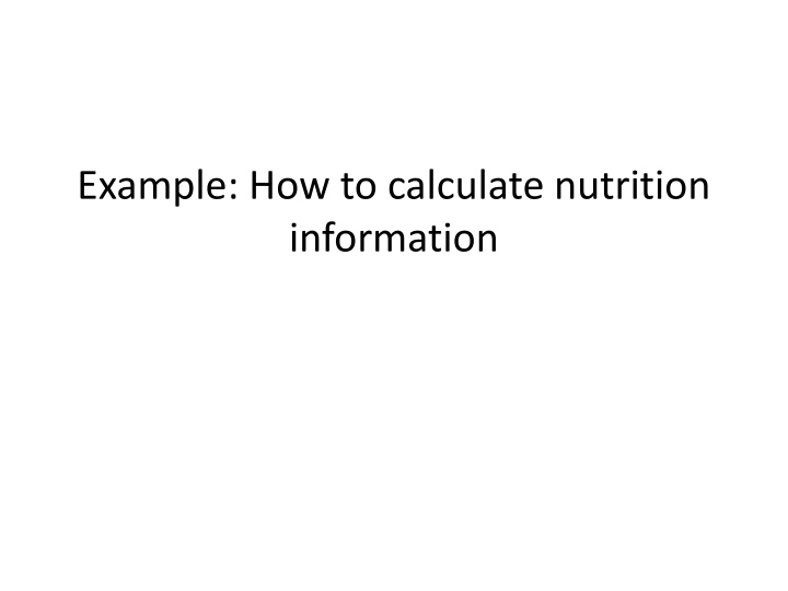 example how to calculate nutrition information n.w