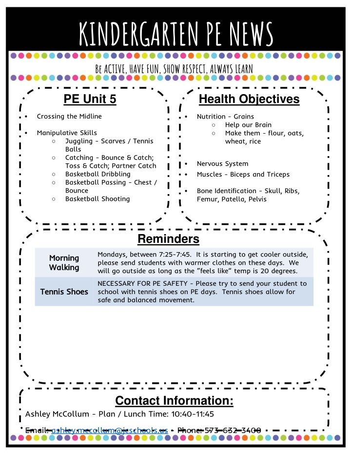 kindergarten pe news n.w