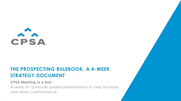 the prospecting rulebook a 4 week strategy n.w