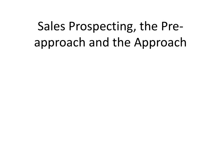 sales prospecting the pre approach n.w