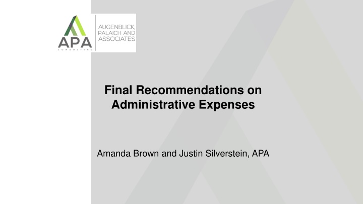 final recommendations on administrative expenses n.w