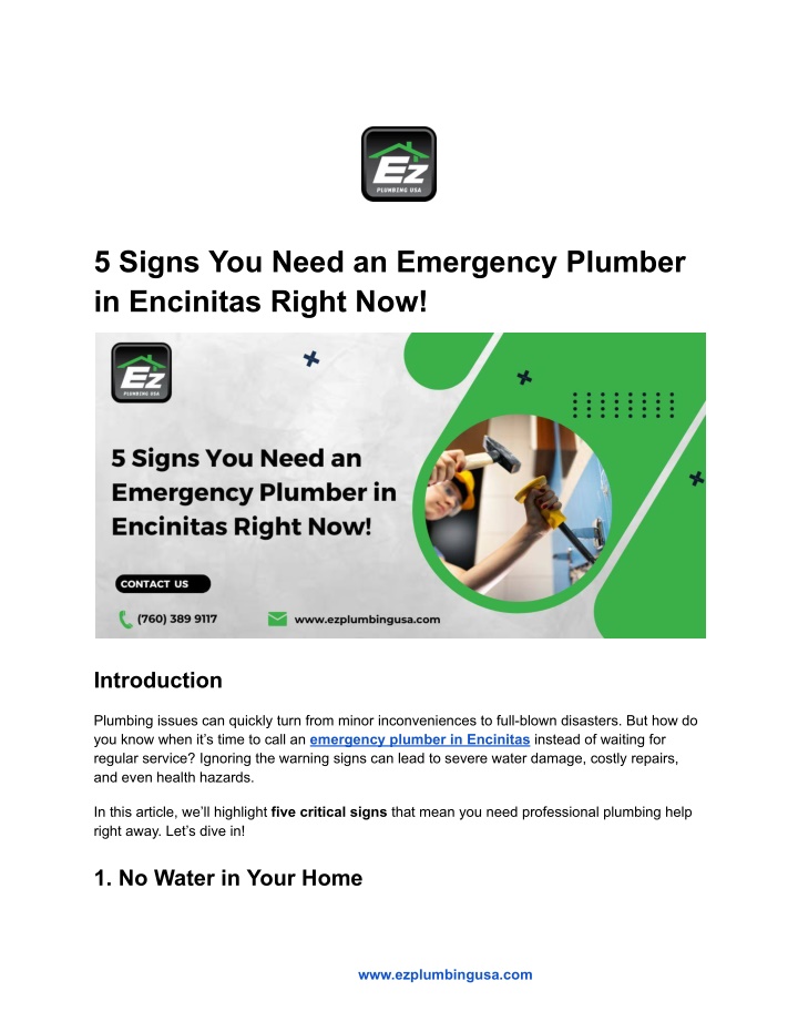 5 signs you need an emergency plumber n.w