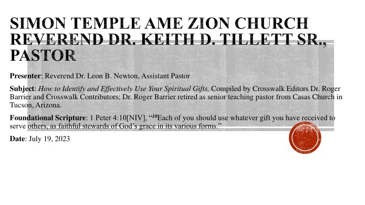 simon temple ame zion church reverend dr keith n.w