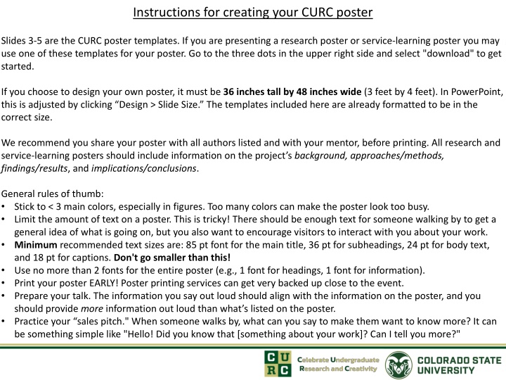 instructions for creating your curc poster n.w
