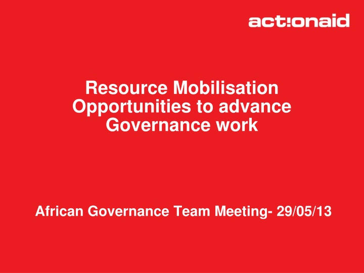 resource mobilisation opportunities to advance n.w
