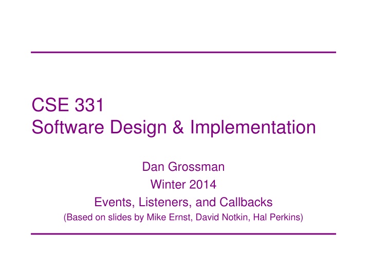 cse 331 software design implementation n.w