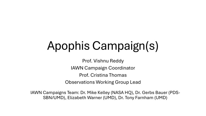 apophis campaign s n.w