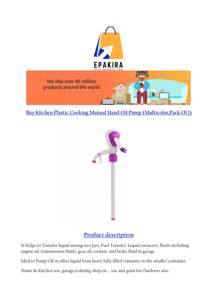 buy kitchen plastic cooking manual hand oil pump n.w