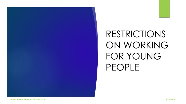 restrictions on working for young people n.w