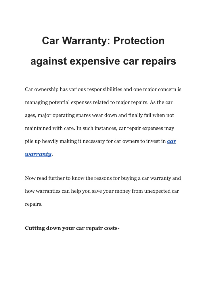 car warranty protection n.w
