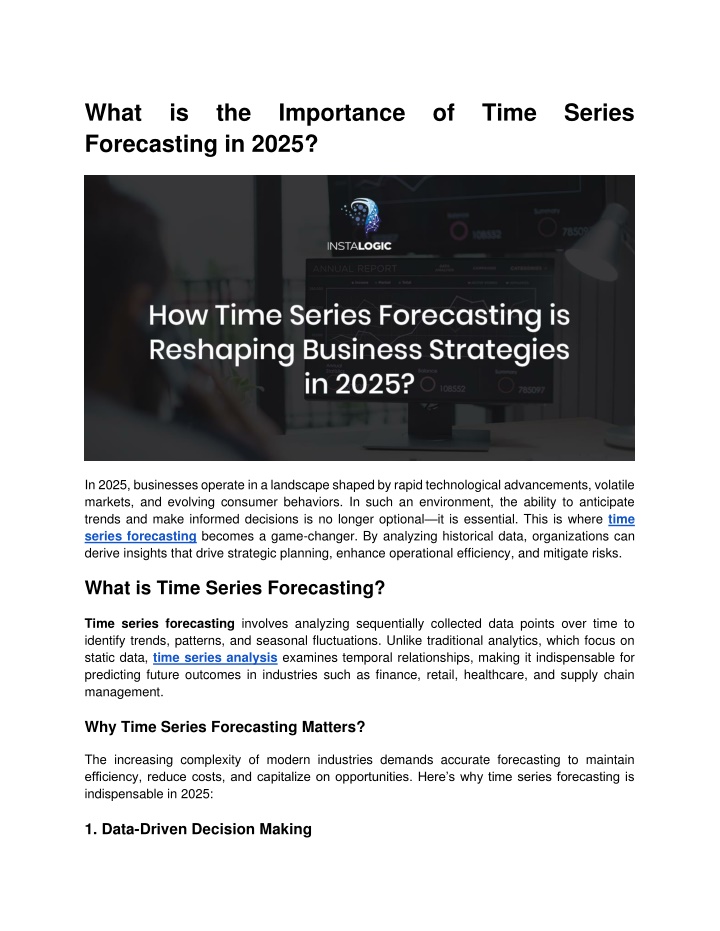 what is the importance of time series forecasting n.w