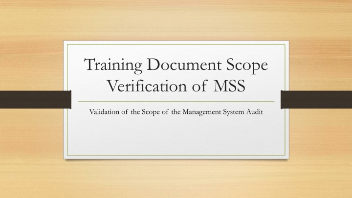 training document scope verification of mss n.w