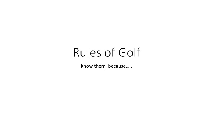 rules of golf n.w