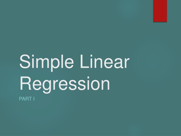 simple linear regression part i n.w