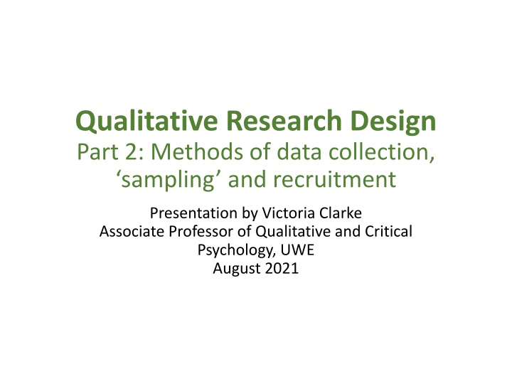 qualitative research design part 2 methods n.w