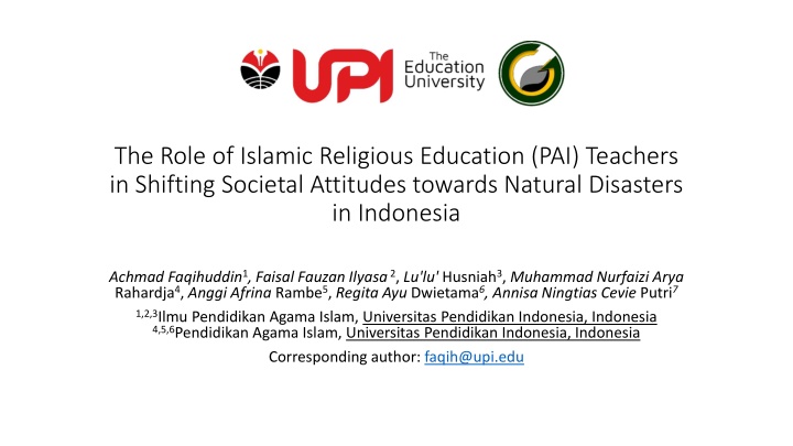 the role of islamic religious education n.w