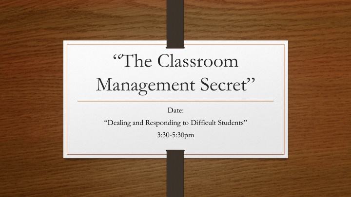 the classroom management secret n.w