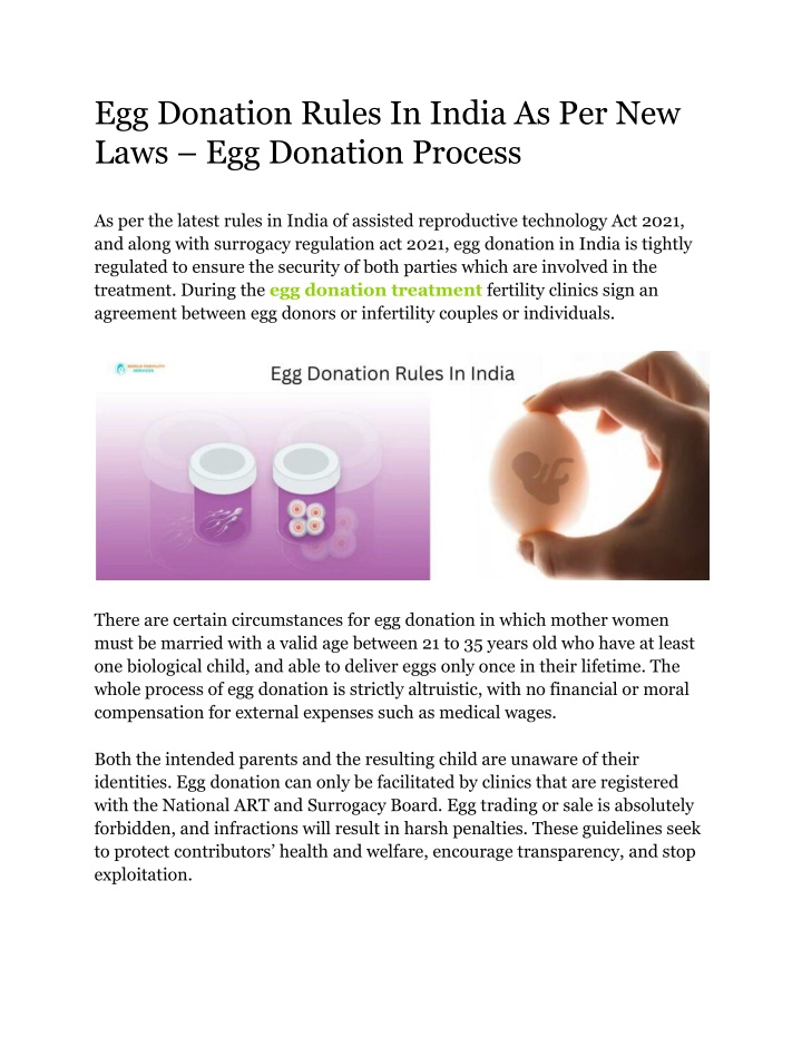 egg donation rules in india as per new laws n.w
