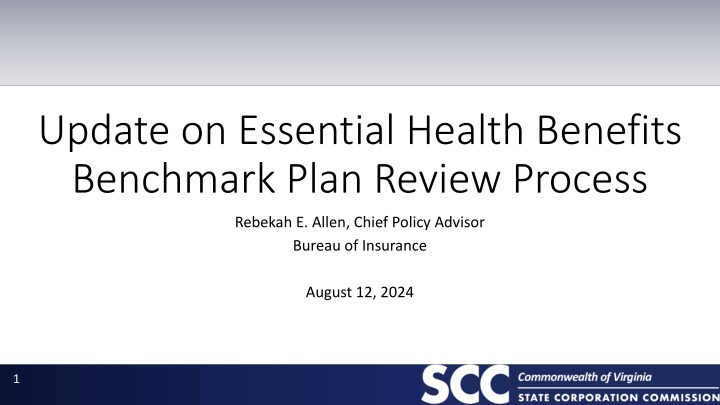 update on essential health benefits benchmark n.w