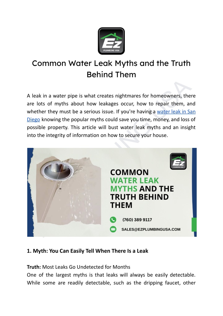 common water leak myths and the truth behind them n.w