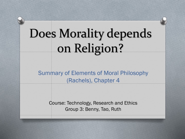 does morality depends on religion n.w