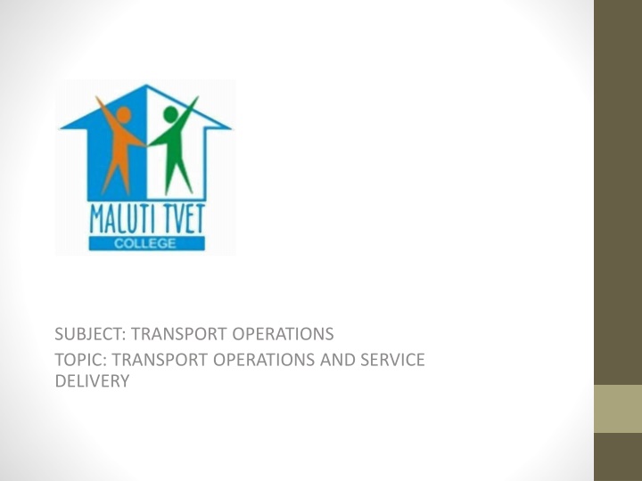 subject transport operations topic transport n.w