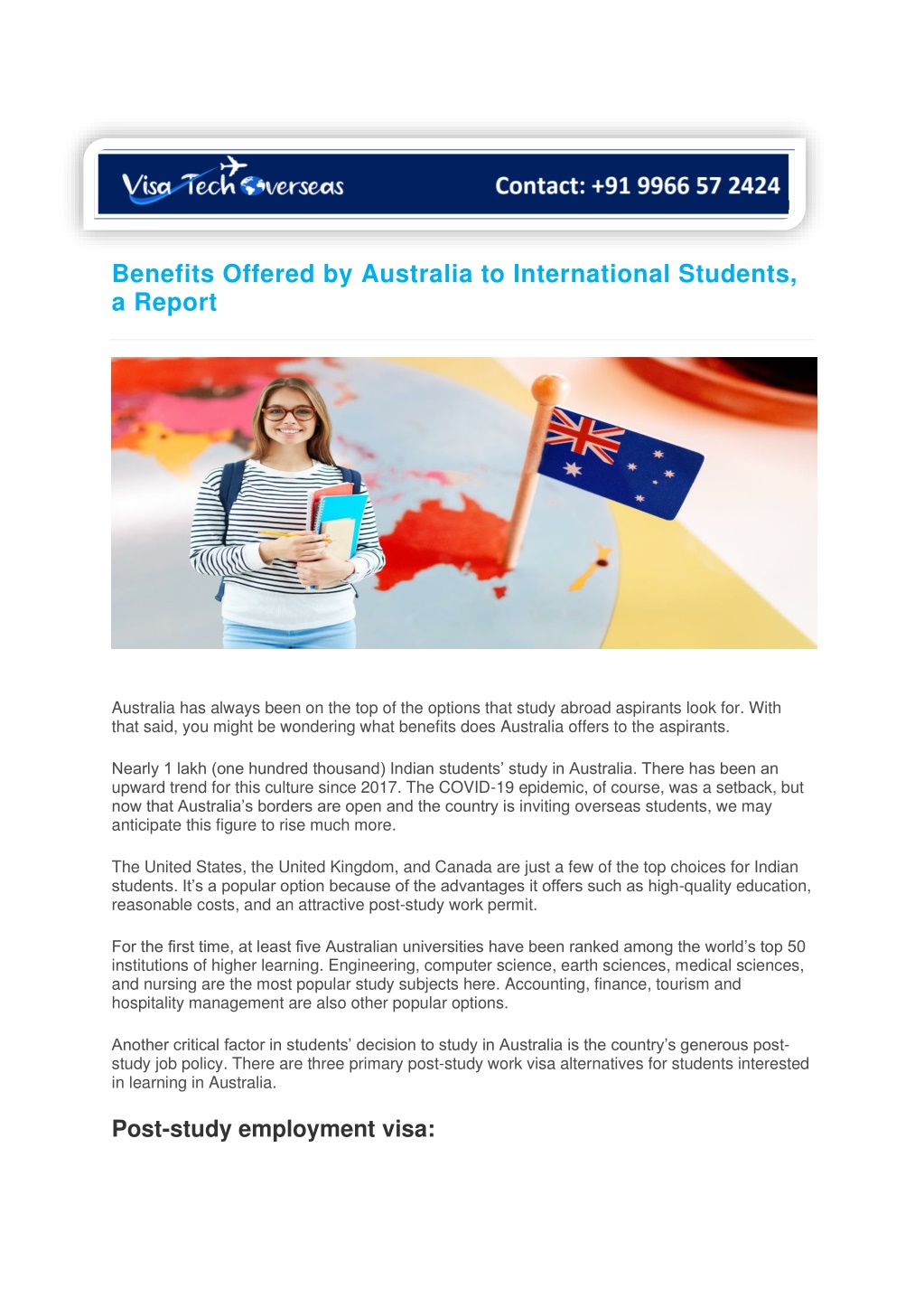 benefits offered by australia to international l.w