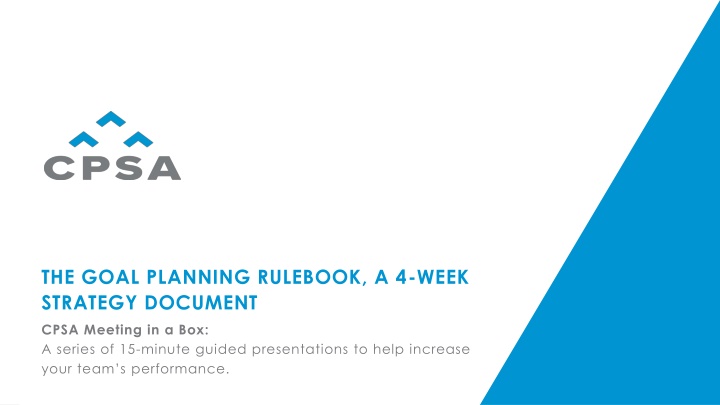 the goal planning rulebook a 4 week strategy n.w
