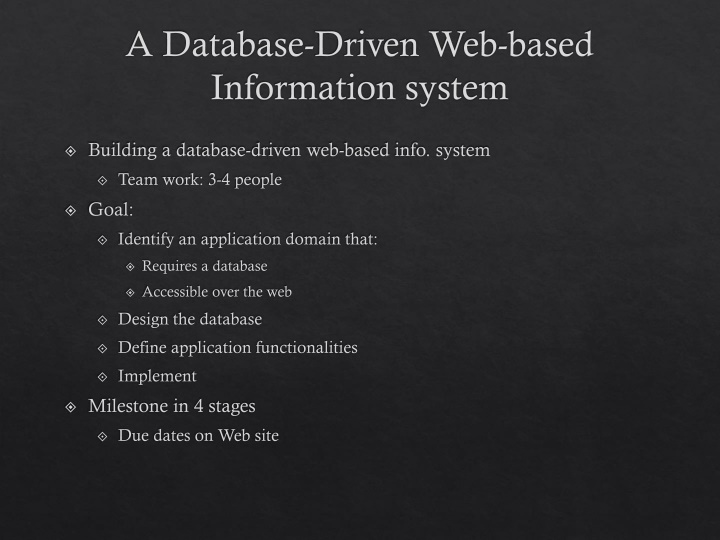 a database driven web based information system n.w