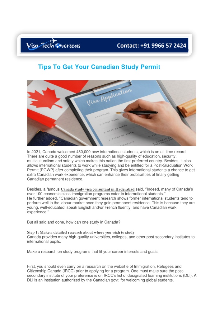 tips to get your canadian study permit n.w