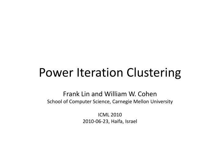 power iteration clustering n.w