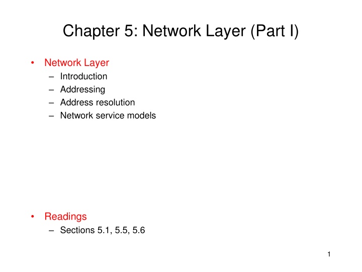 chapter 5 network layer part i n.w
