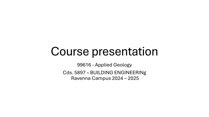 course presentation 99616 applied geology n.w