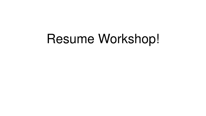 resume workshop n.w
