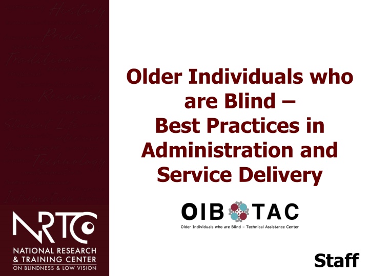 older individuals who are blind best practices n.w
