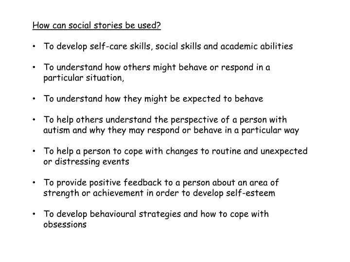 how can social stories be used n.w