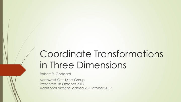coordinate transformations in three dimensions n.w